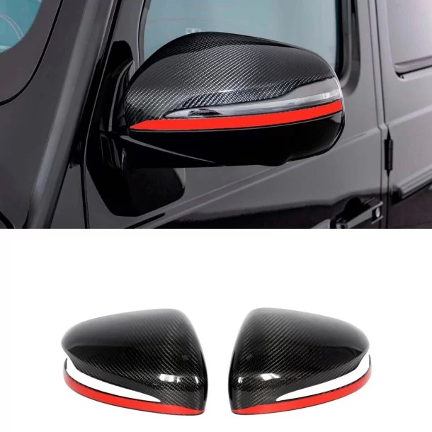 - Mercedes Benz - Cubiertas de espejo de fibra de carbono con franja roja para Mercedes-Benz Clase G W463A W464 G63 - 1 - Mejor