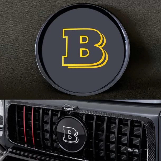  - logo & Emblems - Plastique Jaune Brabus badge calandre logo pour Mercedes-Benz G-Wagon W463a W464 - 1 - Améliorez votre Merce