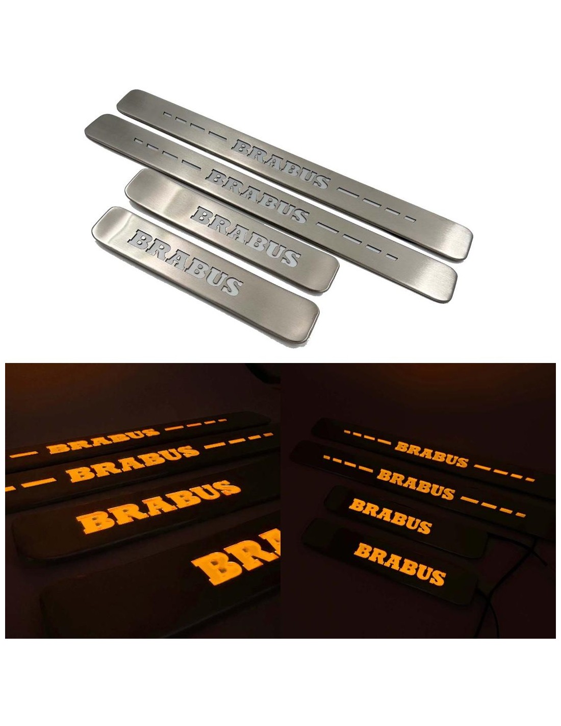  - Mercedes-Benz - 橘红色 Brabus LED 发光门踏板 4 件，适用于梅赛德斯-奔驰 W463A W464 G 级轿车 - 1 - 4 件橙色 Brabus LED 照明门踏板点亮您的梅赛德斯-奔驰 W463A W464 G 级轿车
