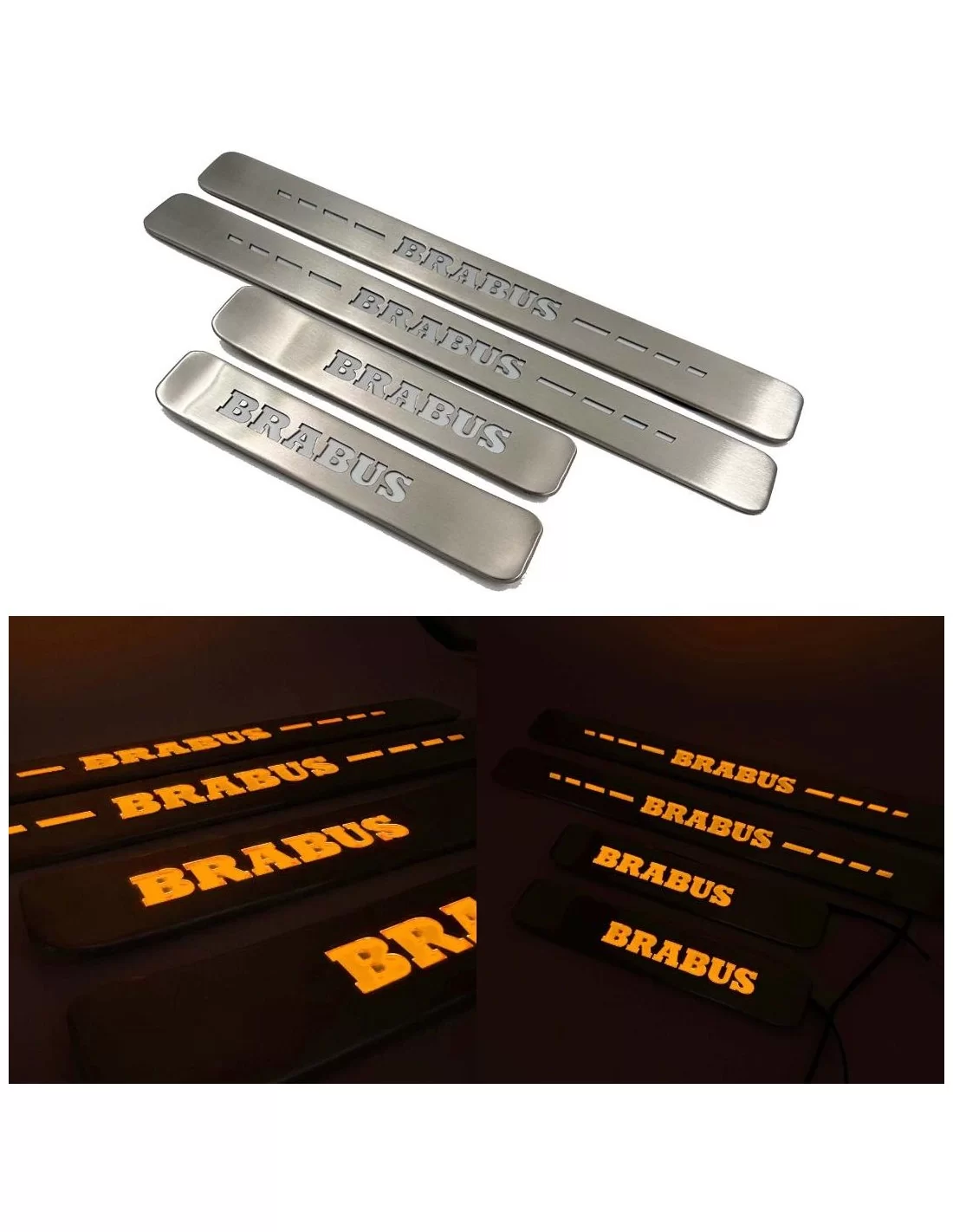  - Mercedes Benz - NARANJA Brabus LED Iluminado umbrales de las puertas 4 piezas para Mercedes-Benz W463A W464 Clase G - 1 - Ilu