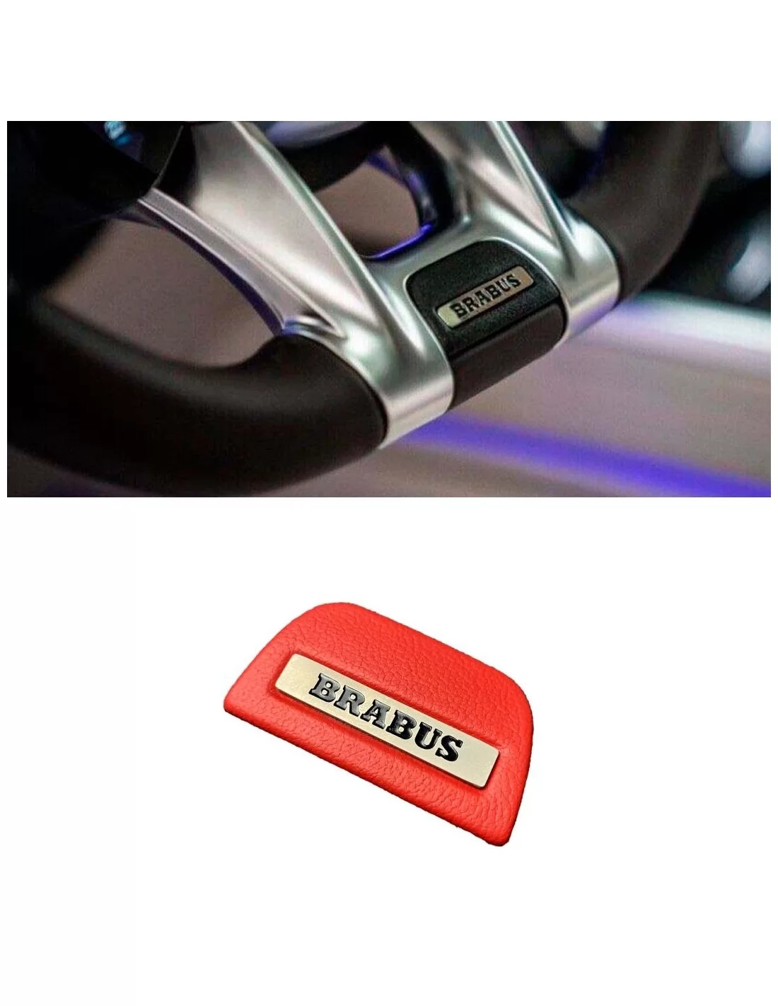  - Steering Wheels - 用于梅赛德斯-奔驰 W463A W464 AMG 的方向盘 RED 徽标徽章 Brabus 嵌件 - 1 - 为您的梅赛德斯 W463A 方向盘镶嵌这款醒目的红色 Brabus 徽标徽章，为您增添大胆而时尚的触感！