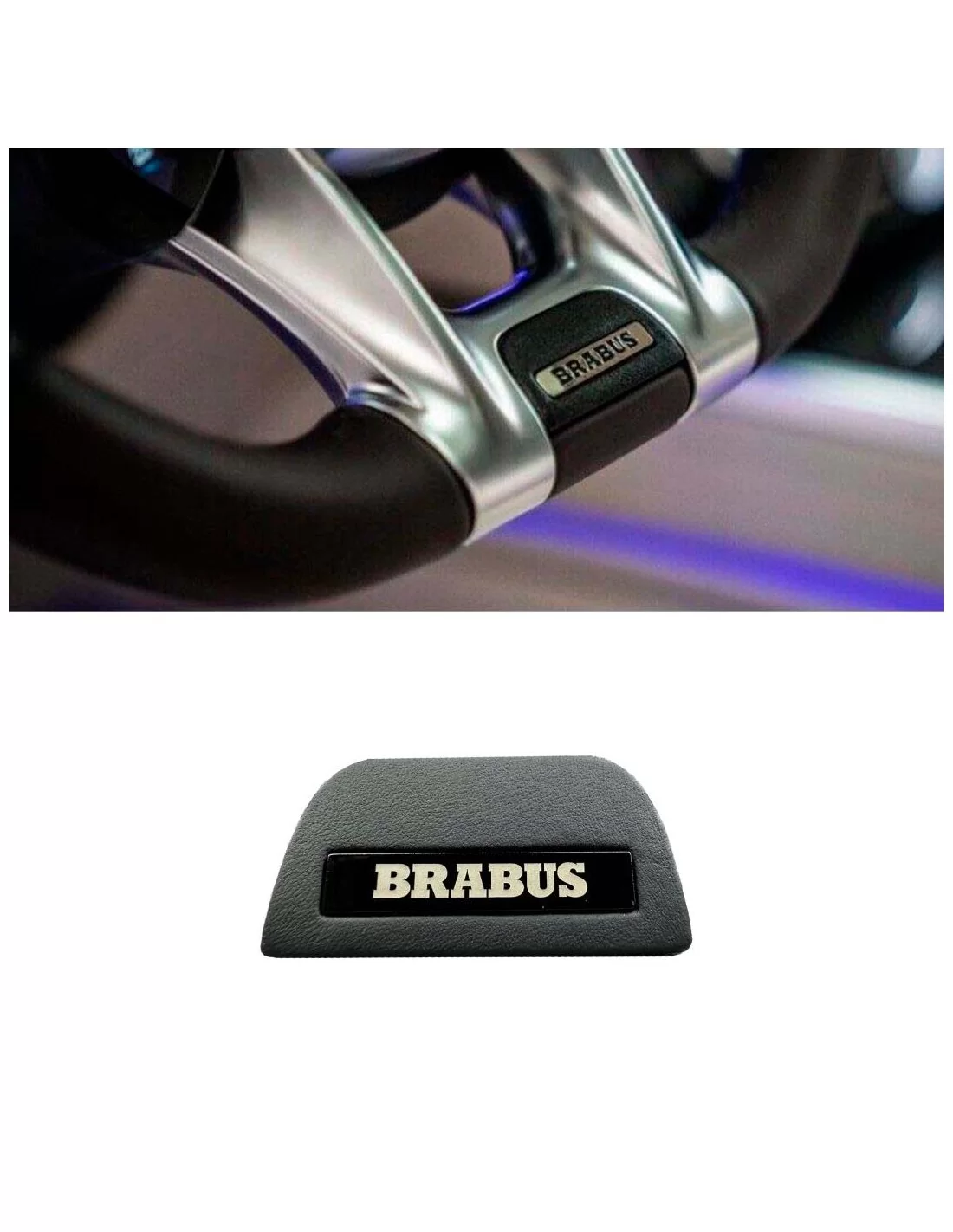  - Steering Wheels - 用于梅赛德斯-奔驰 W463A W464 AMG 的方向盘黑色徽章徽标 Brabus 嵌件 - 1 - 这款时尚的黑色 Brabus 方向盘徽章内嵌件可提升您的梅赛德斯-奔驰 W463A W464 的档次，使您的内