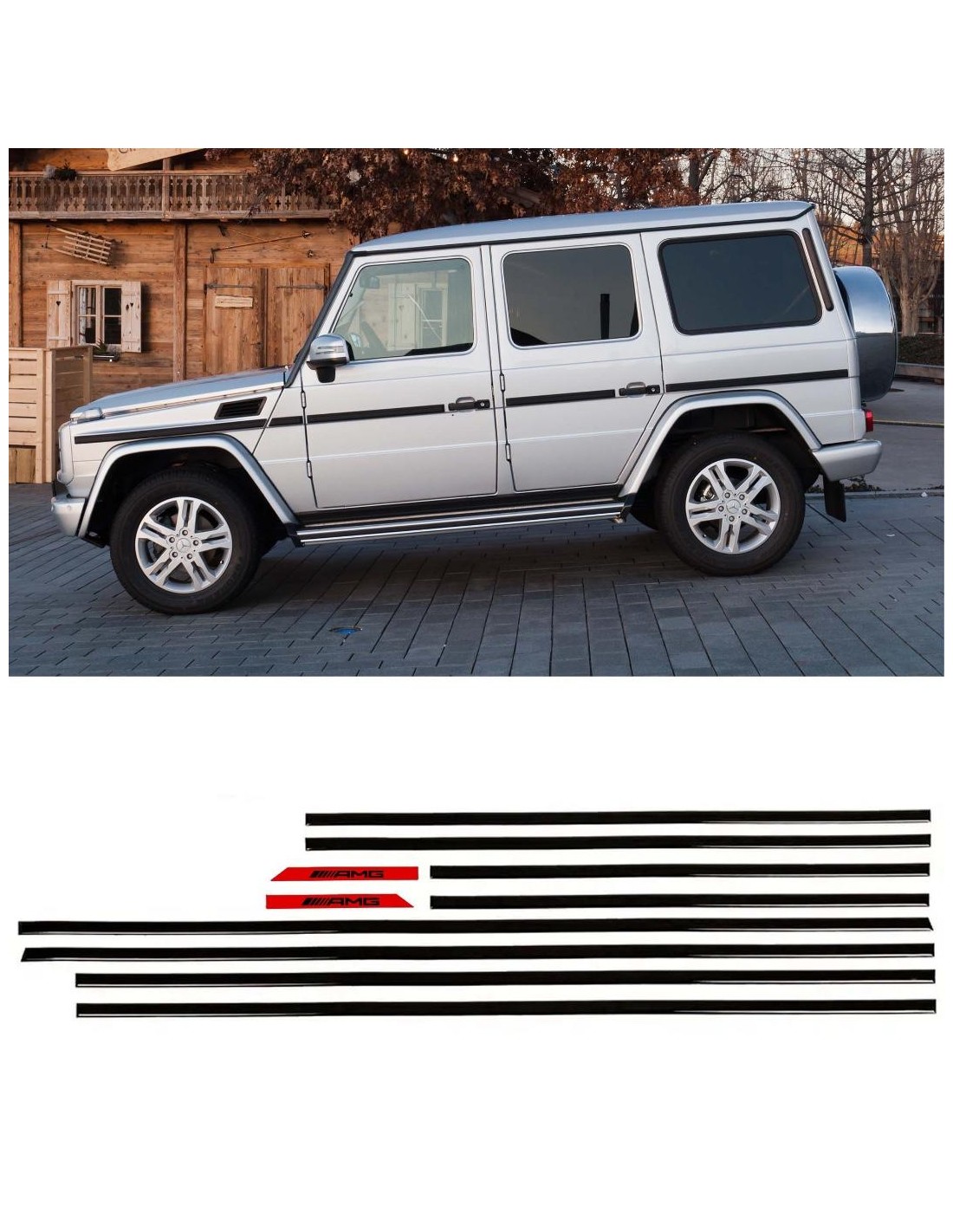  - Mercedes-Benz - AMG RED lister insatser svart glans till Mercedes-Benz G-Klass W463 10st Set - 1 - Köp AMG RED lister insatse