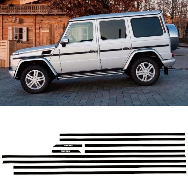  - Mercedes Benz - Накладки на молдинги Brabus BLACK чорний глянець для Mercedes-Benz G-Class W463 10шт Комплект - 1 - Купуйте в
