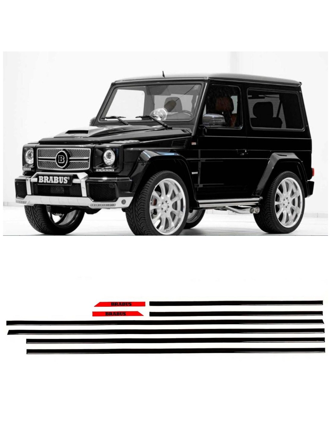  - Mercedes Benz - Brabus RED Zierleisten Einsätze schwarz glänzend für 3-türige SWB Mercedes-Benz W463 G-Klasse - 1 - Brabus RE