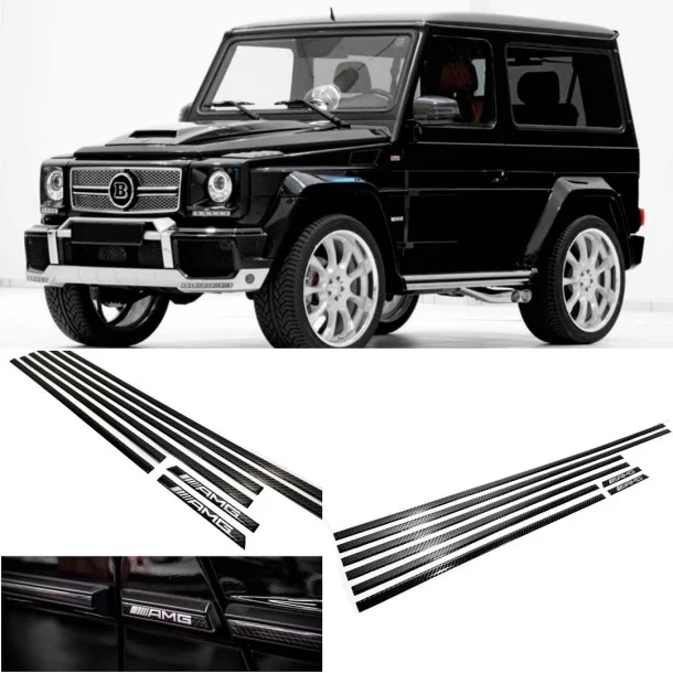  - Mercedes Benz - Juego de inserciones de molduras laterales de fibra de carbono AMG para Mercedes-Benz Clase G W463 SWB de 3 p