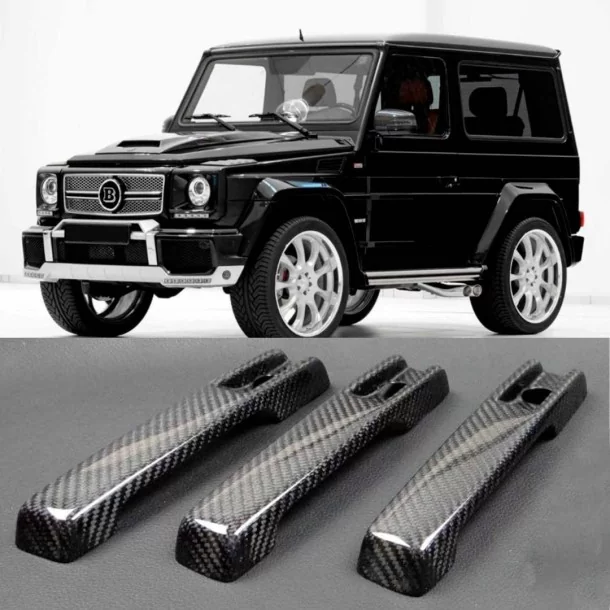  - Mercedes-Benz - Cobertura dos puxadores das portas em fibra de carbono 3pcs para Mercedes-Benz W463 G-Class SWB de 3 portas -