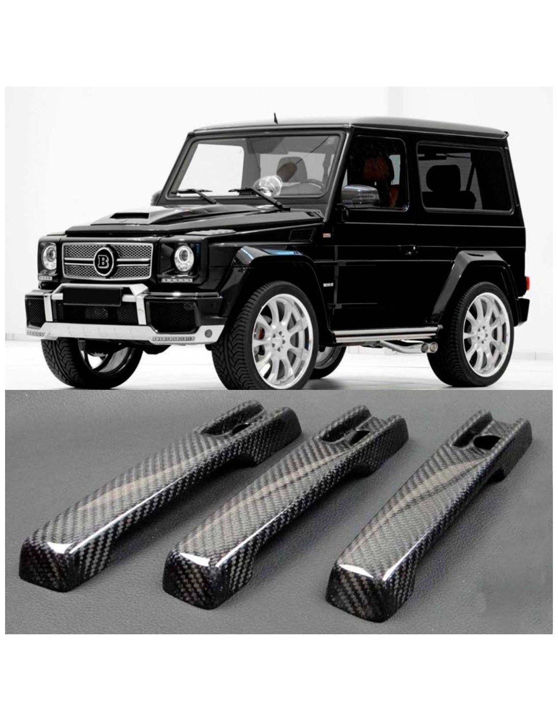  - Mercedes-Benz - 碳纤维门把手套（3 件），适用于三门 SWB 梅赛德斯-奔驰 W463 G 级轿车 - 1 - 在 Tuneverse 购买适用于三门 SWB 梅赛德斯 W463 的碳纤维门把手套 3 件套！今天就提升您车辆的优雅和功