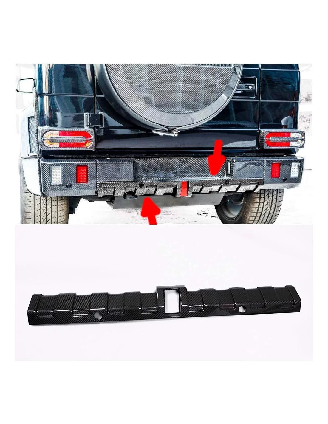  - Mercedes-Benz - Koolstofvezel achterbumper Brabus diffuser voor ORIGINELE bumper Mercedes-Benz W463 Widestar - 1 - Koop de Ko