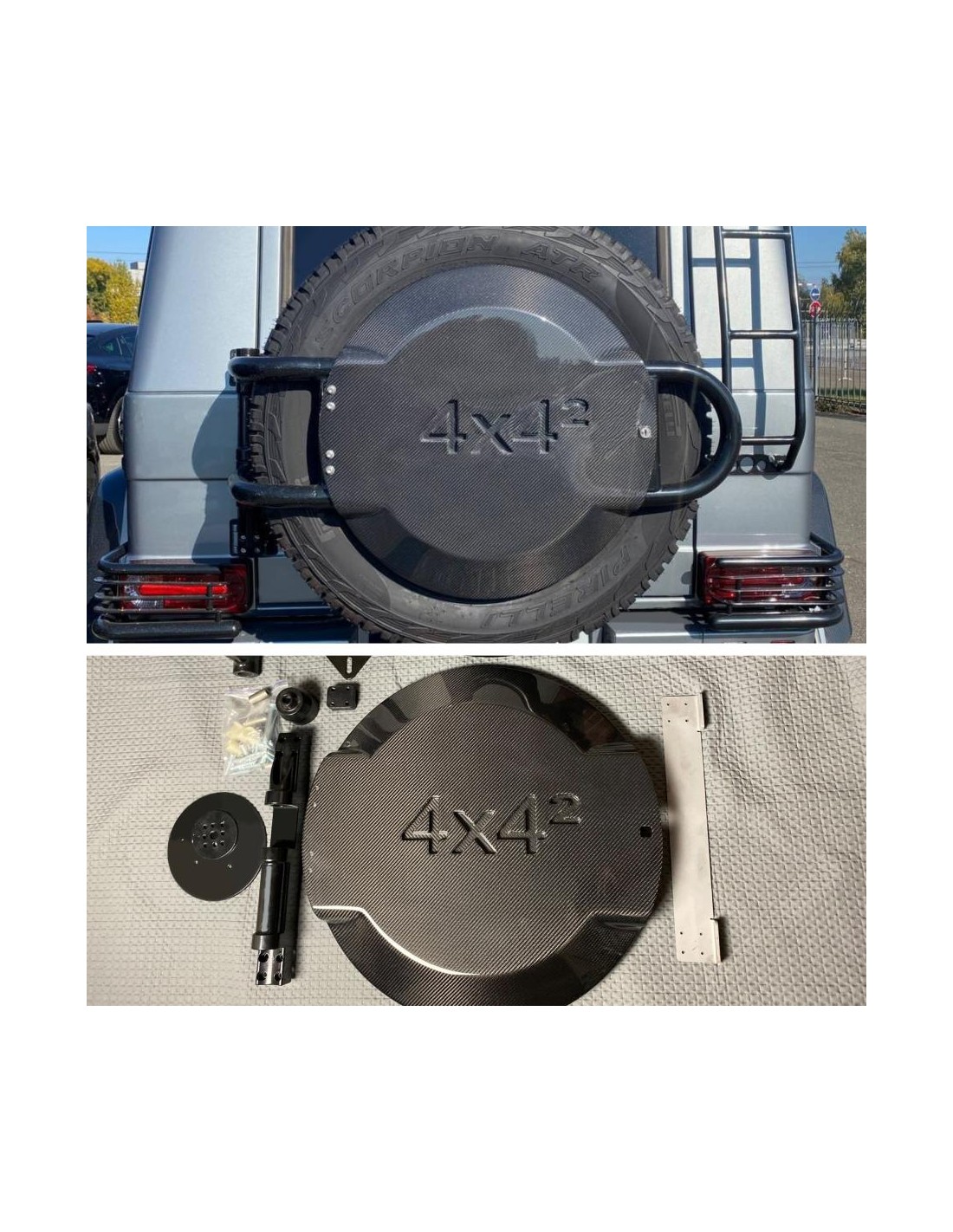 - Mercedes-Benz - Carbon fiber rear spare wheel cover WITHOUT fastening for Mercedes-Benz W463 G-Wagon 4x4 Squared - 1 - Enhanc  - Mercedes-Benz - Carbon fiber rear spare wheel cover WITHOUT fastening for Mercedes-Benz W463 G-Wagon 4x4 Squared - 1 - Enhanc