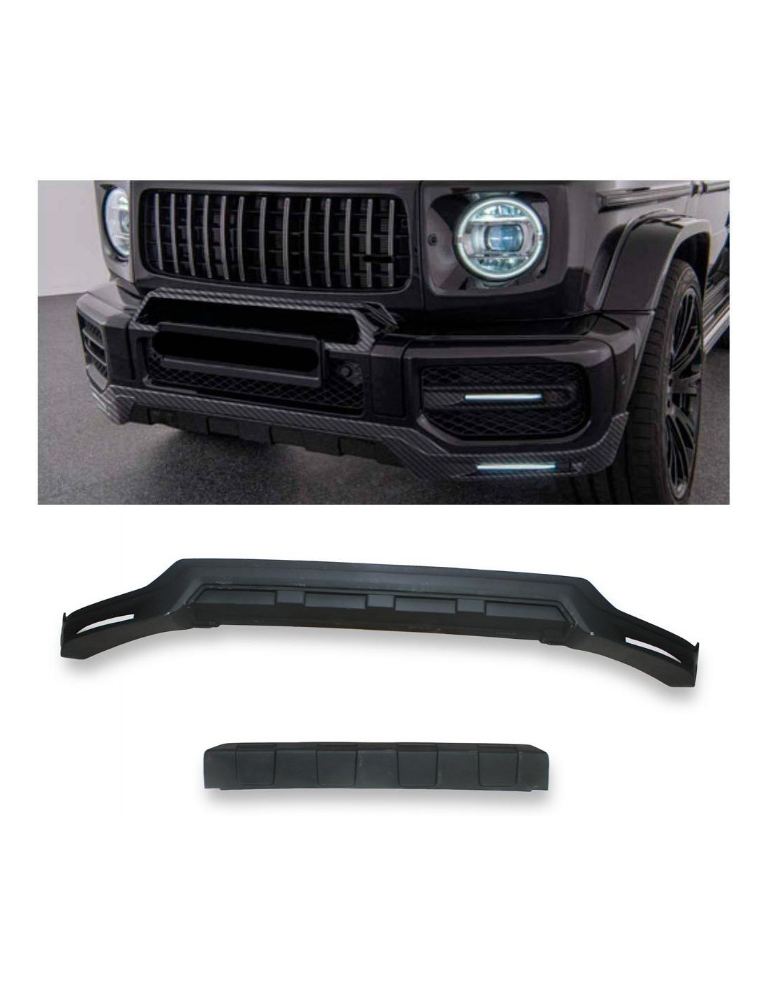  - Mercedes-Benz - 用于梅赛德斯-奔驰 W463a G 系列 G63 AMG 保险杠的带 LED 的玻璃纤维 BRABUS 前唇扰流板 - 1 - 专为梅赛德斯-奔驰 W463A G 系列设计的玻璃纤维 BRABUS 前唇扰流板集成了 L