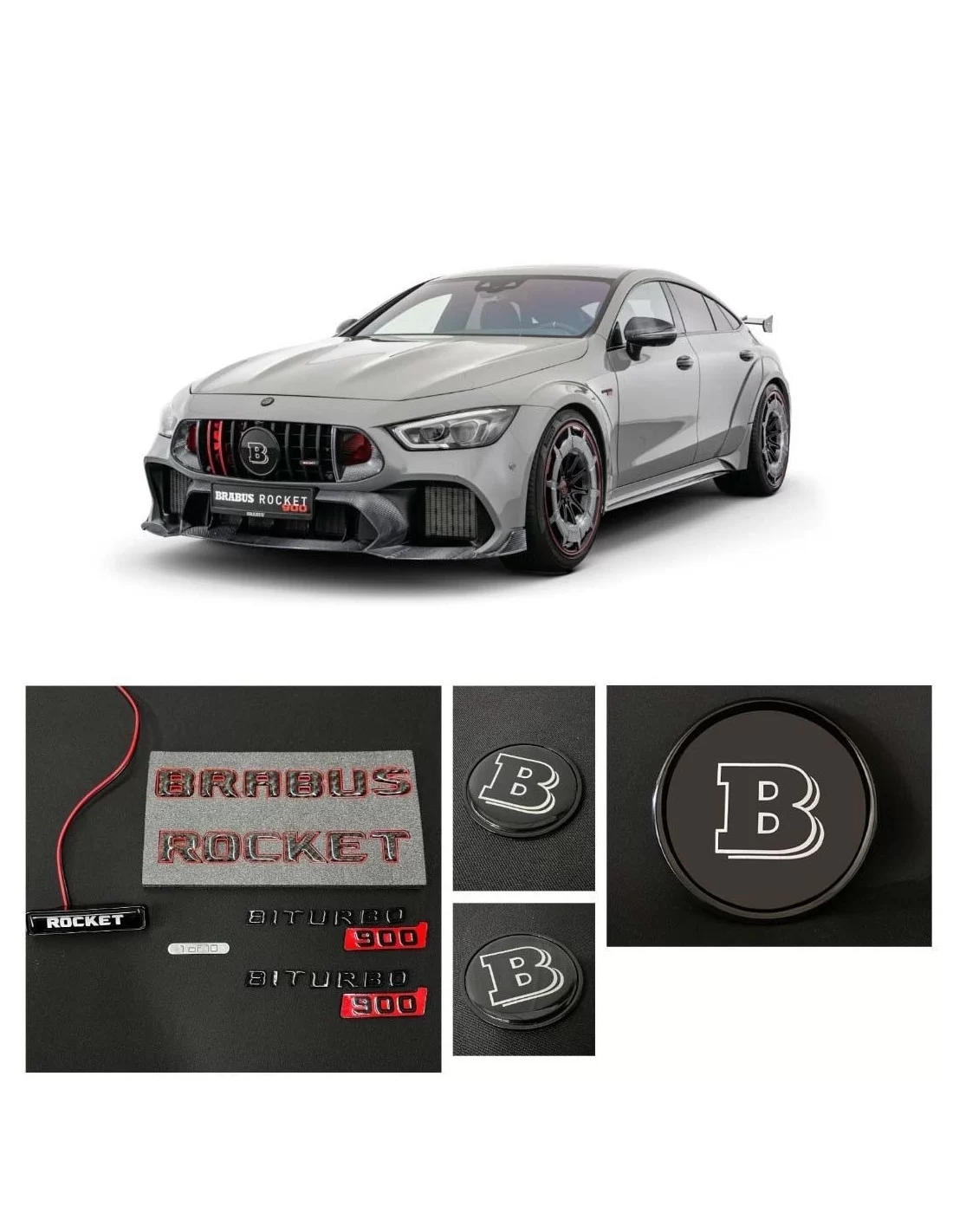 - Logos & Emblems - Brabus Rocket 900 LED emblema logotipo emblemas SET para Mercedes-Benz GT 4 portas Coupe - 1 - Eleve o seu   - Logos & Emblems - Brabus Rocket 900 LED emblema logotipo emblemas SET para Mercedes-Benz GT 4 portas Coupe - 1 - Eleve o seu