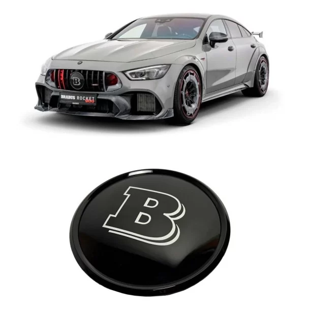  - Logos & Emblems - 用于梅赛德斯-奔驰 GT 四门轿跑车的塑料 Brabus 前格栅徽章 - 1 - 这款时尚的塑料 Brabus 前格栅徽章可为您的梅赛德斯-奔驰 GT 四门轿跑车增光添彩，其设计时尚动感！❌✨