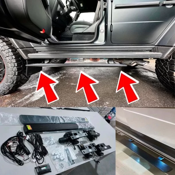  - Mercedes-Benz - 用于梅赛德斯-奔驰 W463A W464 G 级轿车的带 LED 照明短边踏板的电动跑步板 - 1 - 为您的梅赛德斯-奔驰 W463A G 级轿车升级电动跑车板，配备 LED 照明装置，可提高能见度并提升时尚感。✨✈