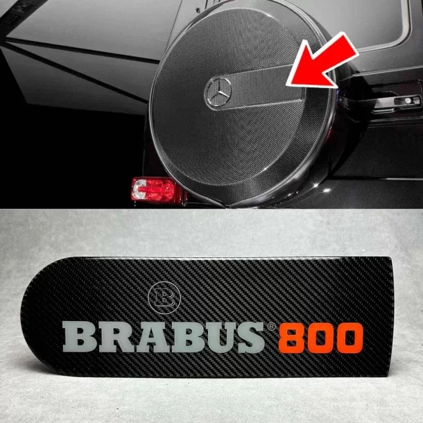  - Logos & Emblems - 后备胎罩 BRABUS 800 橙色碳纤维徽标 梅赛德斯 W463A W464 G-Wagon - 1 - 为您的梅赛德斯 W463A 备胎轮罩配上这枚醒目的碳徽章。采用充满活力的 BRABUS 橙色设计！❗️✨