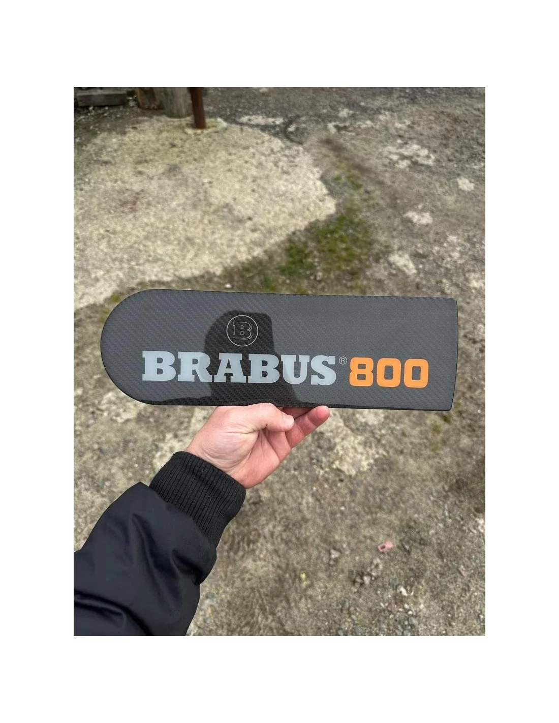  - logo & Emblems - Logotipo emblema de fibra de carbono para la cubierta de la rueda de repuesto trasera BRABUS 800 naranja Mer