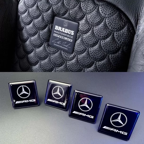  - logo & Emblems - Juego de insignias metálicas AMG para asientos de automóviles Mercedes-Benz - 1 - Mejora tu Mercedes-Benz co