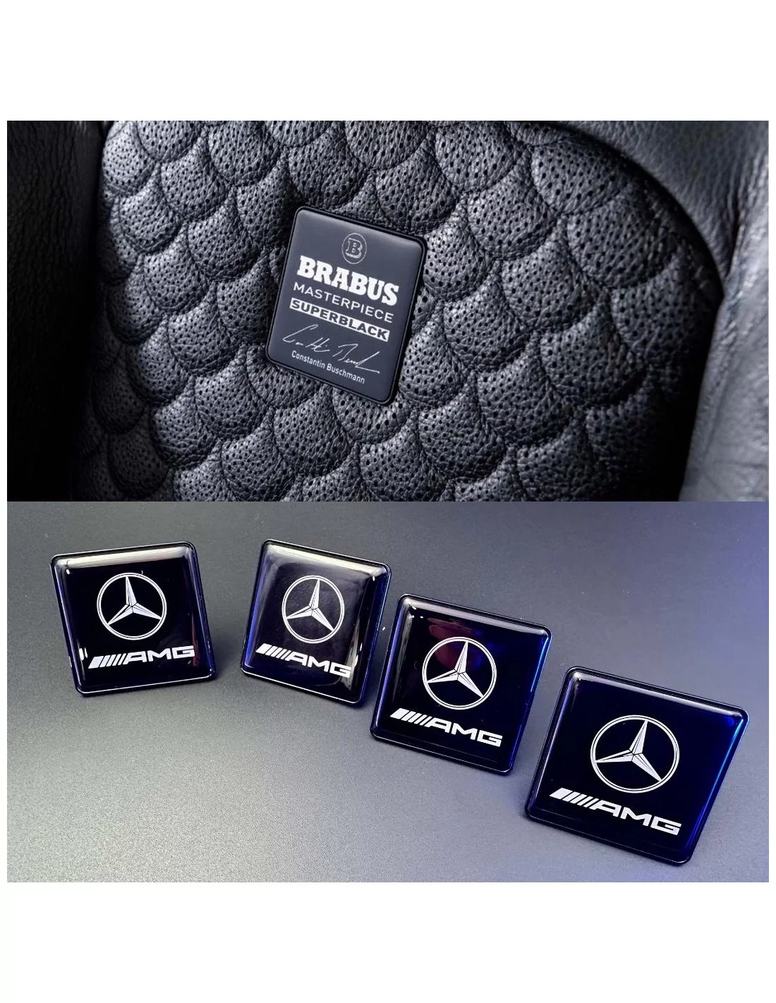  - Logos & Emblems - Metallic AMG seats emblem badge logo set for Mercedes-Benz cars - 1 - Enhance your Mercedes-Benz with this 