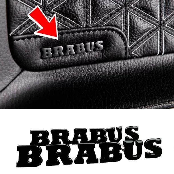  - Logos & Emblems - Metallic brabus badge emblem lettering for the door panel trim mercedes-benz w463a g-class - 1 - Upgrade yo