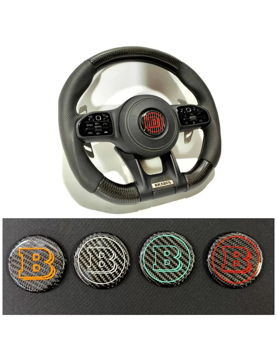  - Volant - Insigne de volant BRABUS en fibre de carbone pour voitures Mercedes-Benz - 1 - Améliorez votre Mercedes-Benz avec un