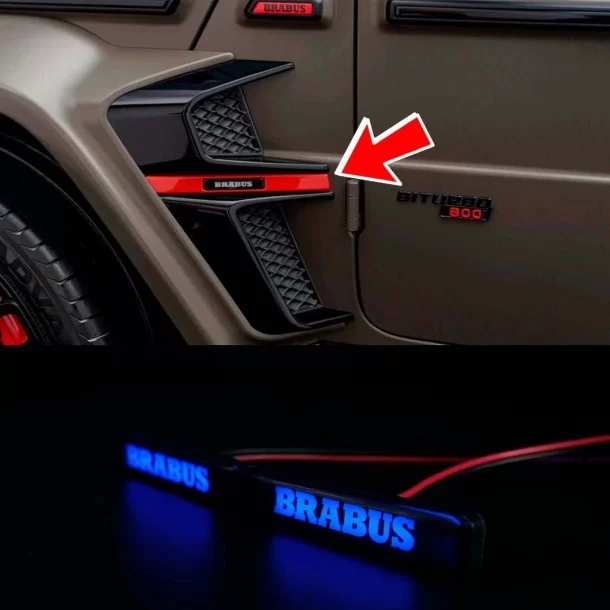  - logo & Emblems - Emblema Brabus LED AZUL para insertos de guardabarros Kit de carrocería Brabus Widestar Mercedes W463A - 1 -