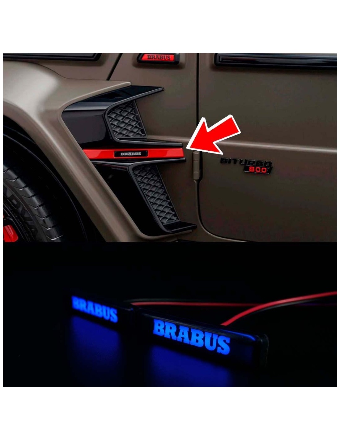  - logo & Emblems - BLUE LED Brabus emblem for fender inserts Brabus Widestar body kit Mercedes W463A - 1 - Améliorez votre Merc