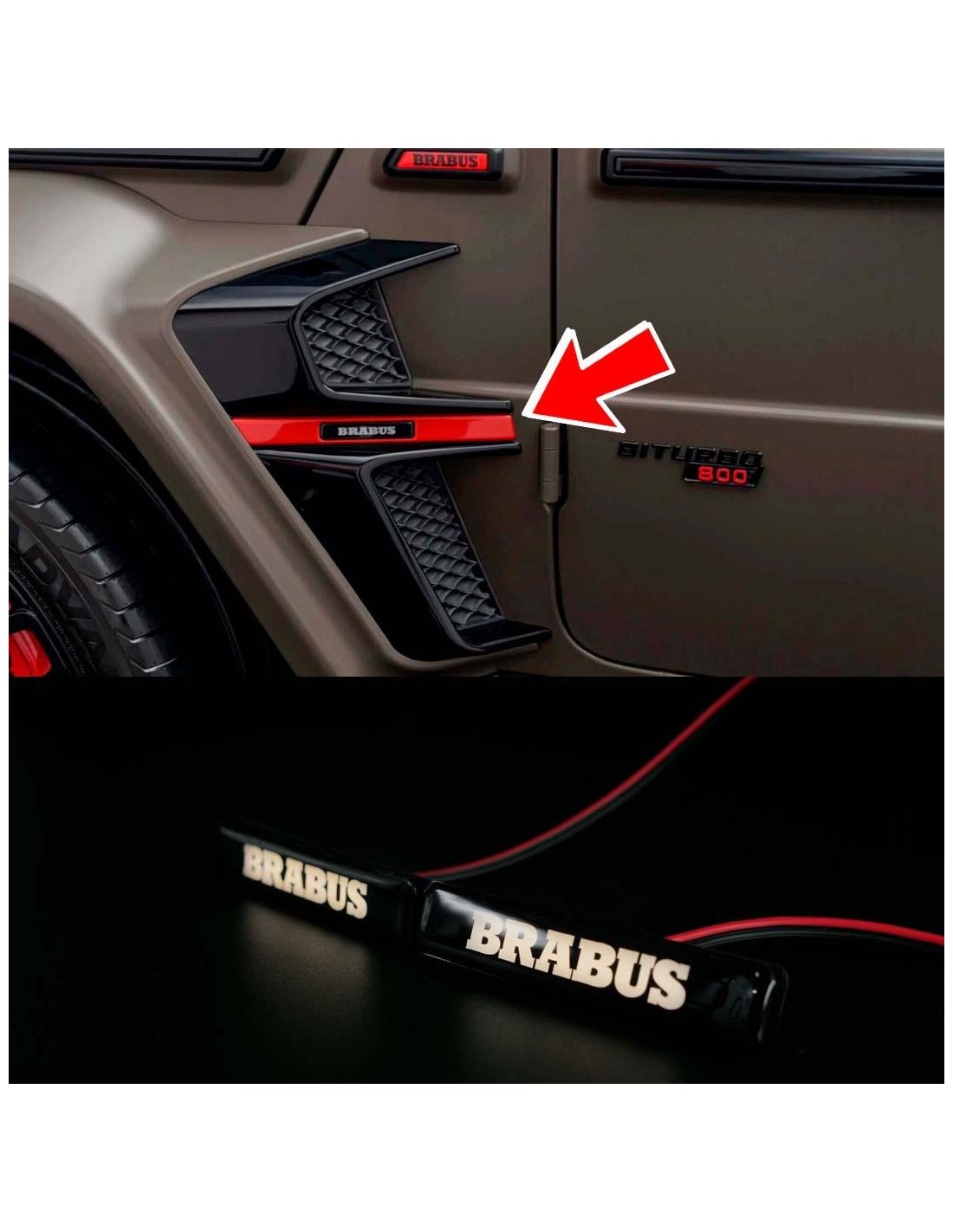 - logo & Emblems - Emblema Brabus LED BLANCO para insertos de guardabarros Kit de carrocería Brabus Widestar Mercedes W463A - 1  - logo & Emblems - Emblema Brabus LED BLANCO para insertos de guardabarros Kit de carrocería Brabus Widestar Mercedes W463A - 1