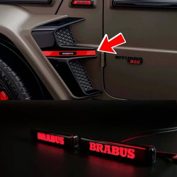  - Logos & Emblems - Brabus Widestar 车身套件（奔驰 W463A）挡泥板嵌入式红色 LED Brabus 徽标 - 1 - Brabus Widestar车身套件专为您的奔驰W463A挡泥板镶嵌件量身定制的红色LED B