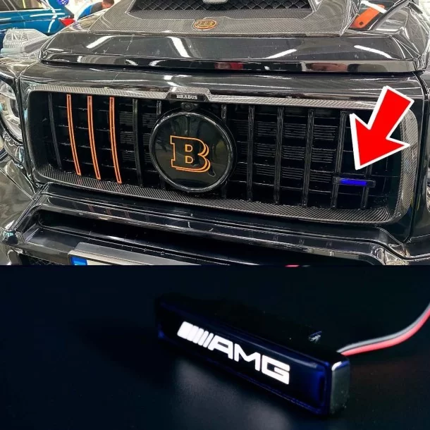  - Logos & Emblems - Grelha AMG LED EM BRANCO emblema logotipo para Mercedes-Benz W463A W464 Classe G - 1 - Melhore o seu Merced