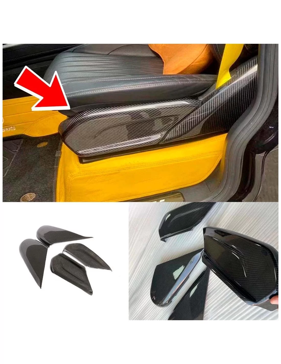  - Mercedes-Benz - メルセデスベンツ G63 AMG G500 BRABUS W463A W464 2018-2022用 フロントシート用 カーボンファイバーインテリアトリムサイドカバー - 1 - Mercedes-Benz メルセデス