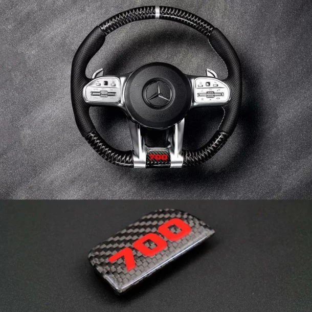 用于 AMG 方向盘的碳纤维 Brabus 700 徽标 奔驰 G 级 W463A 方向盘, Shop, Mercedes-Benz, Emblems, Mercedes-Benz G-Class 2018+ (W463A), 内政, 徽标和徽章, G-C