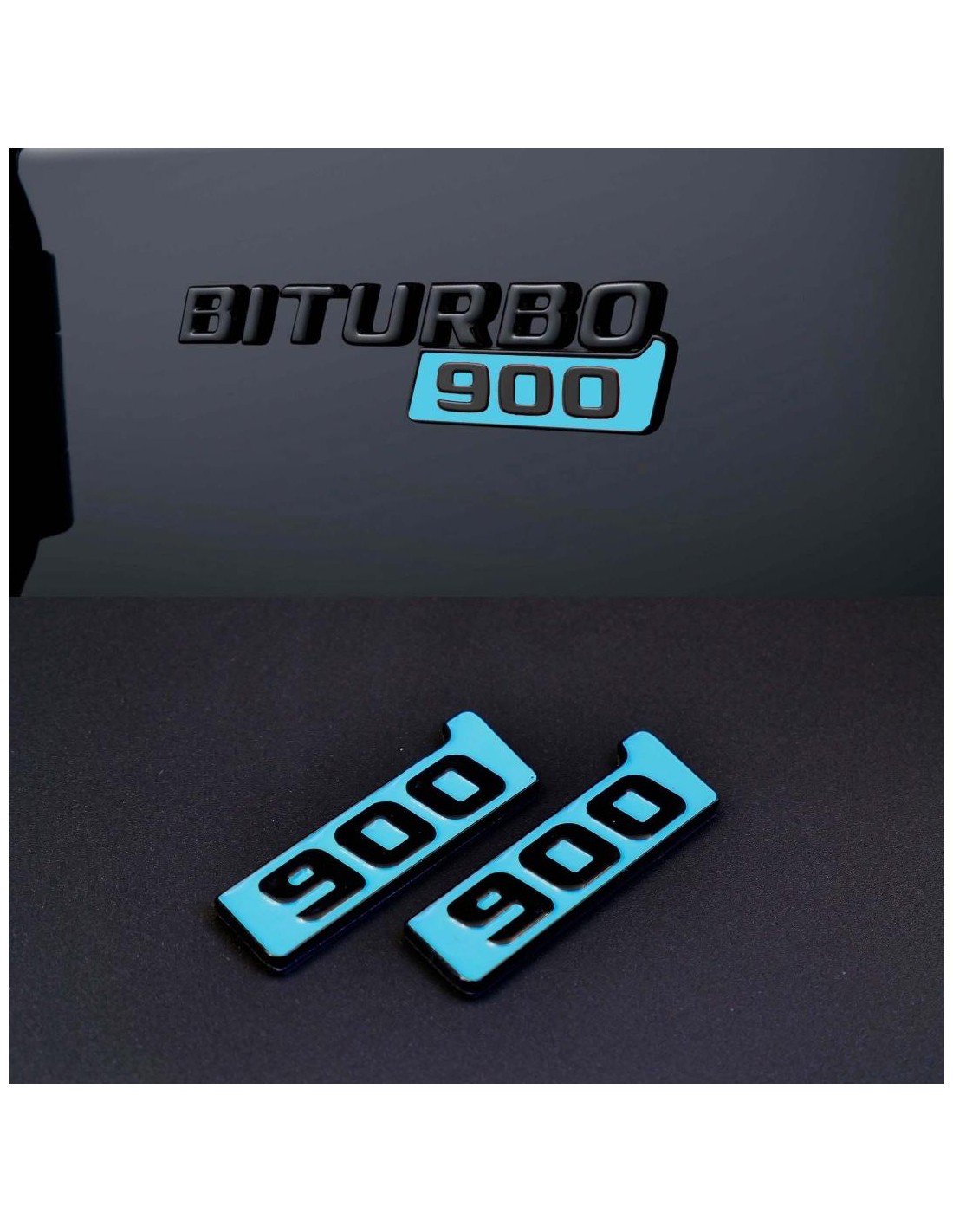  - logo & Emblems - Badges Brabus 900 BITURBO Tiffany métallisés pour Mercedes-Benz W463A Classe G - 1 - Améliorez votre Mercede