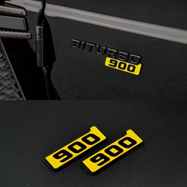  - logo & Emblems - Metaliczne plakietki z logo Brabus 900 na żółte błotniki dla Mercedes-Benz W463A Klasy G - 1 - Ulepsz swojeg