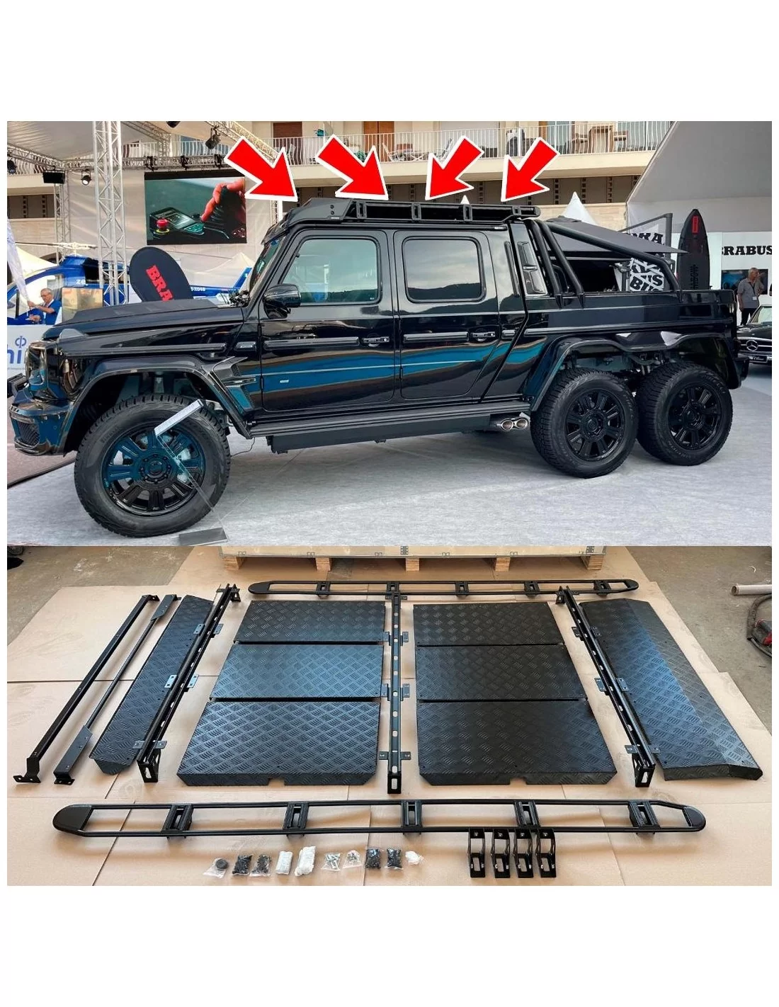 Galerie de toit métallique pour Mercedes-Benz W463A 6x6 G-Wagon G Class W463A XLP 900 6x6, Extérieur & Tuning G Class W463A XLP Galerie de toit métallique pour Mercedes-Benz W463A 6x6 G-Wagon G Class W463A XLP 900 6x6, Extérieur & Tuning G Class W463A XLP