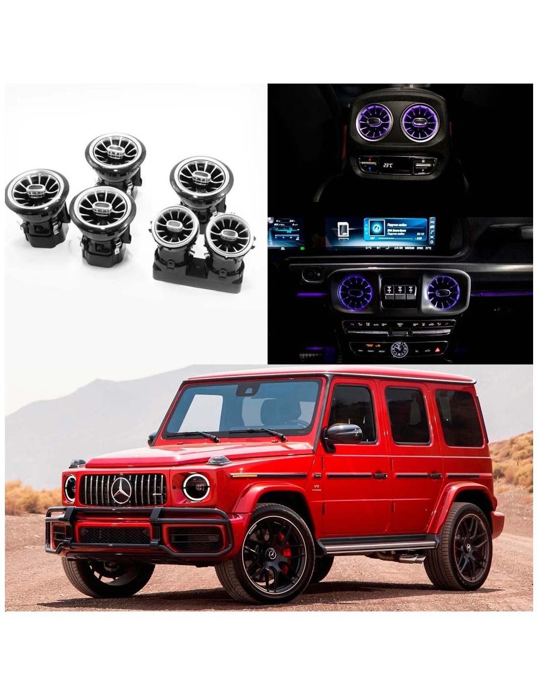 用于梅赛德斯 W463A 的带有 64 种颜色环境照明的 AMG 空气导管通风口 Mercedes-Benz, Mercedes-Benz G-Class 2018+ (W463A), 照明元素, G-Class Mercedes-Benz