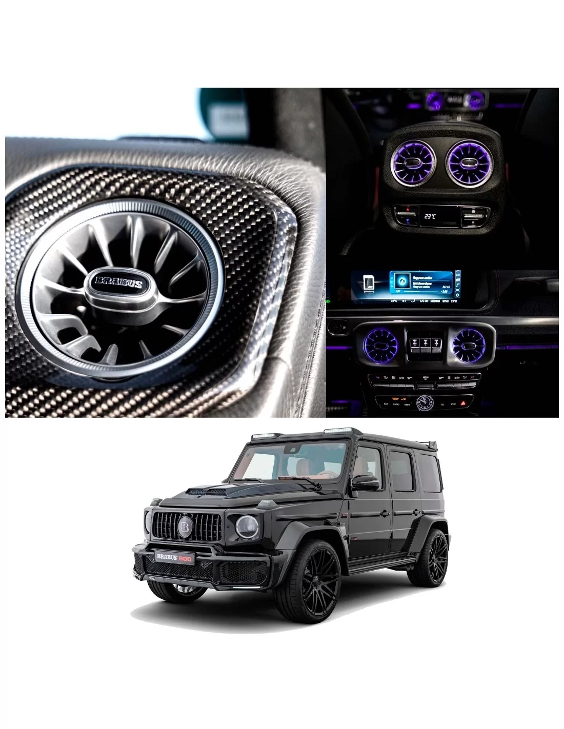 用于梅赛德斯 W463A 的 Brabus 空气导管通风口导流板（带环境照明灯 Mercedes-Benz, Mercedes-Benz G-Class 2018+ (W463A), 照明元素, G-Class Mercedes-Benz