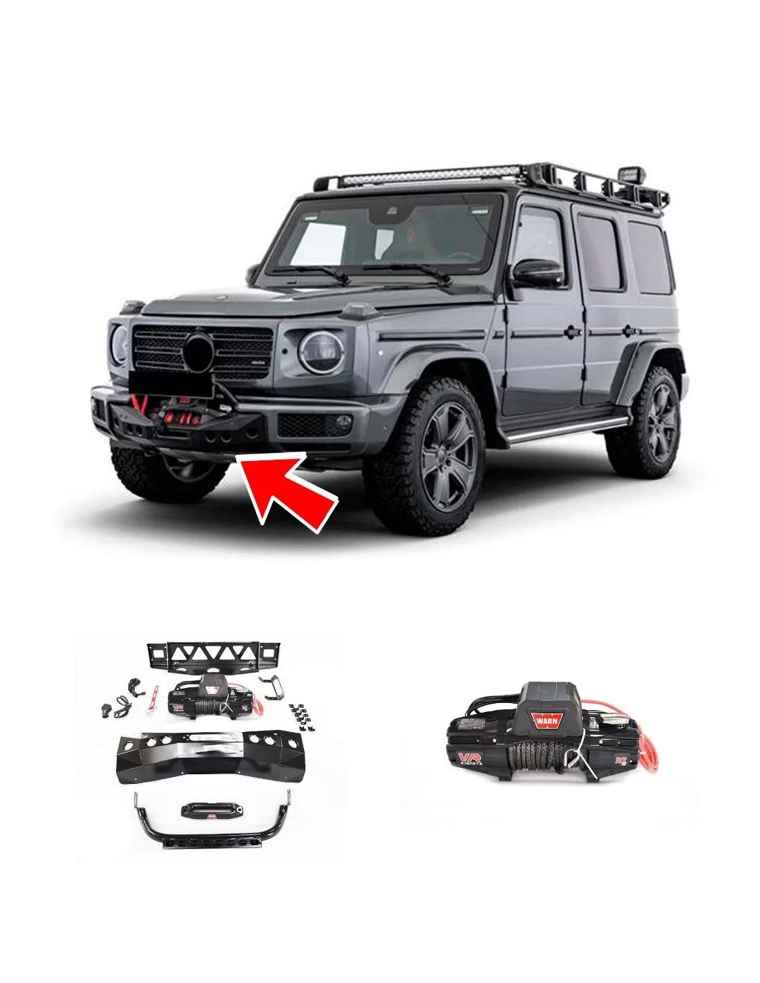 Kit de montagem de guincho W463A para o para-choques do Mercedes-Benz G500 Mercedes-Benz, Mercedes-Benz G-Class 2018+ (W463A), A