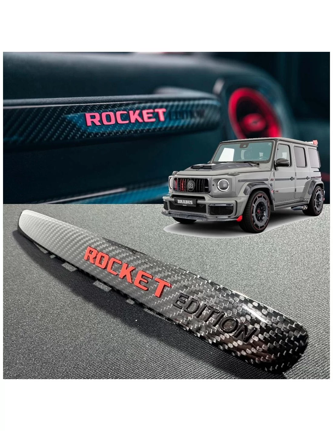  - Logos & Emblems - Сarbon Brabus Rocket G900 interior passenger handle insertion for Mercedes W463A - 1 - Elevate your Mercede
