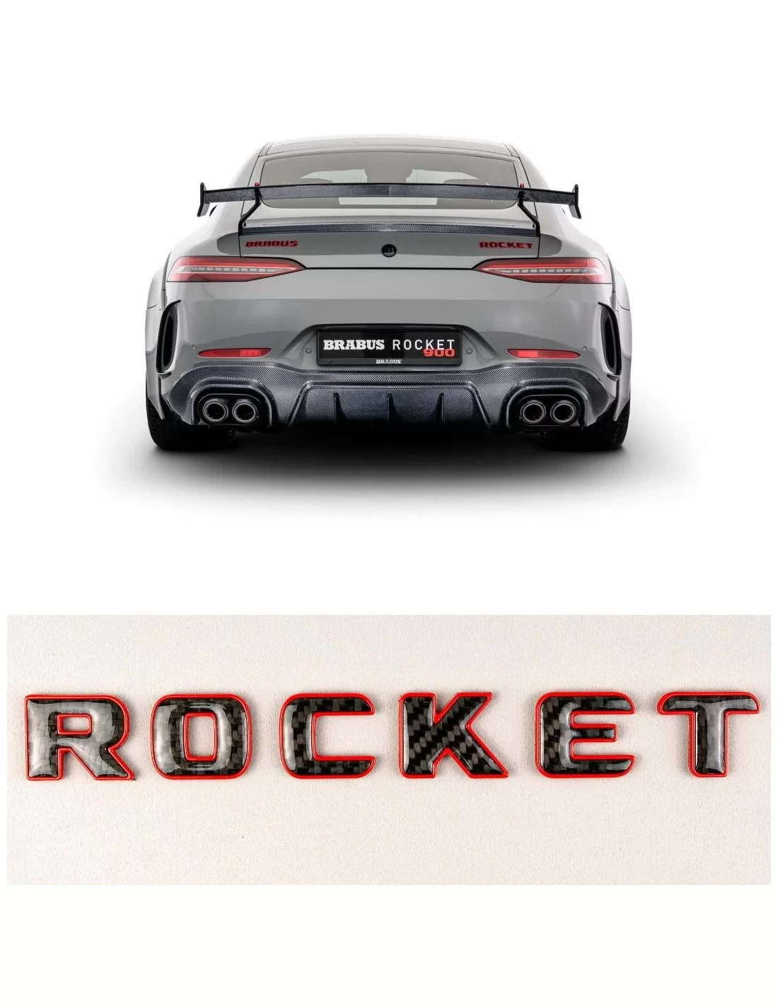  - logo & Emblems - Brabus Rocket Style rouge avec emblème en carbone pour Mercedes-Benz GT G class GLE GT63 X290 - 1 - Améliore