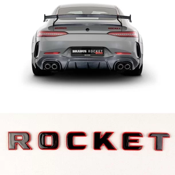  - Logos & Emblems - 用于梅赛德斯-奔驰 GT G 级 GLE GT63 X290 的 Brabus Rocket Style 红色带黑色徽章 - 1 - 为您的梅赛德斯 GT、G 级或 GT63 X290 换上醒目的 Brabus R