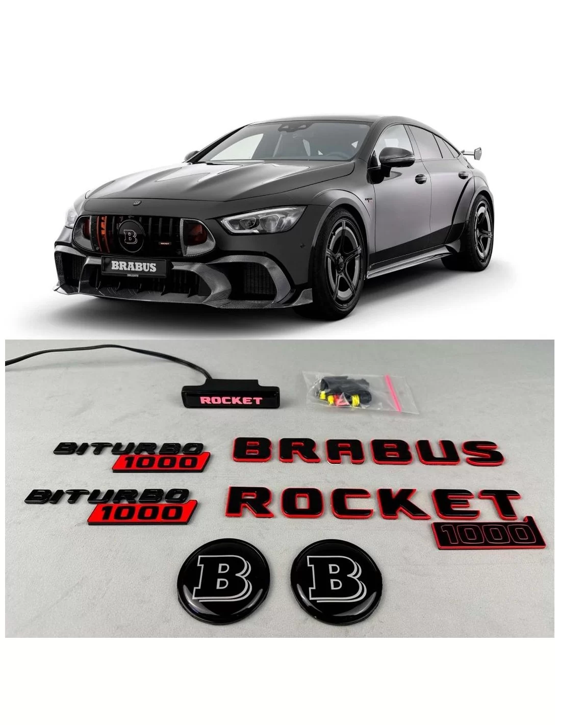  - Logos & Emblems - Conjunto completo de emblemas Brabus rocket 1000 para automóveis Mercedes-Benz GT 2024 - 11 - Actualize o s