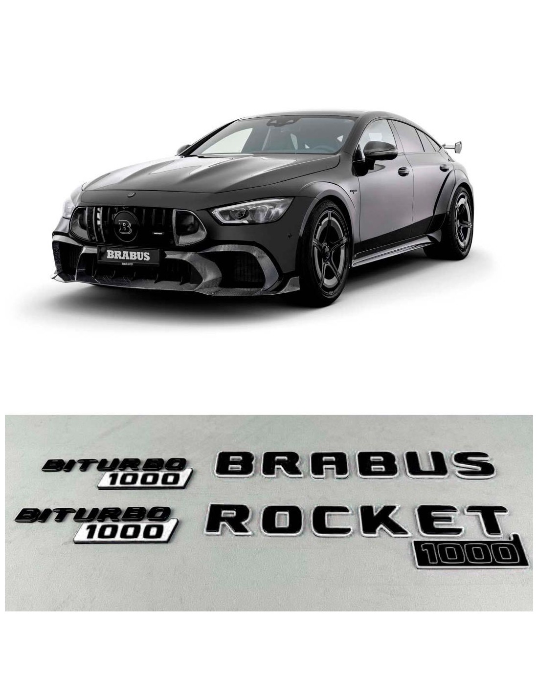  - logo & Emblems - Kit d'emblèmes WHITE Brabus rocket 1000 pour Mercedes-Benz GT 2024 - 1 - Améliorez votre Mercedes GT 2024 av