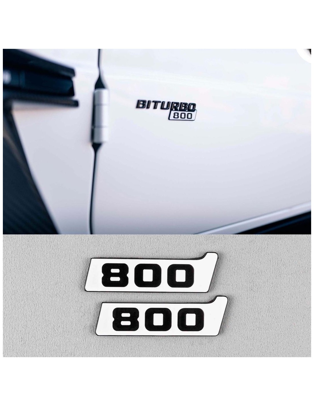 Metallic Brabus 800 BITURBO WHITE Kotflügel Emblem Logo Plaketten für Mercedes-Benz Fahrzeuge W463A G-Klasse Mercedes Benz, Embl