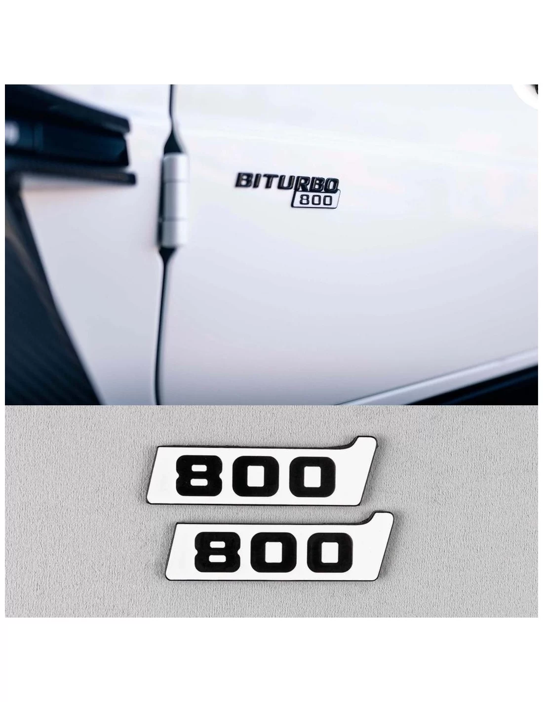メタリック ブラバス 800 ビターボ ホワイト フェンダー エンブレム ロゴ バッジ メルセデスベンツ車用 W463A Gクラス Mercedes-Benz, Emblems, Mercedes-Benz G-Class 2018+ (W463A), ロ