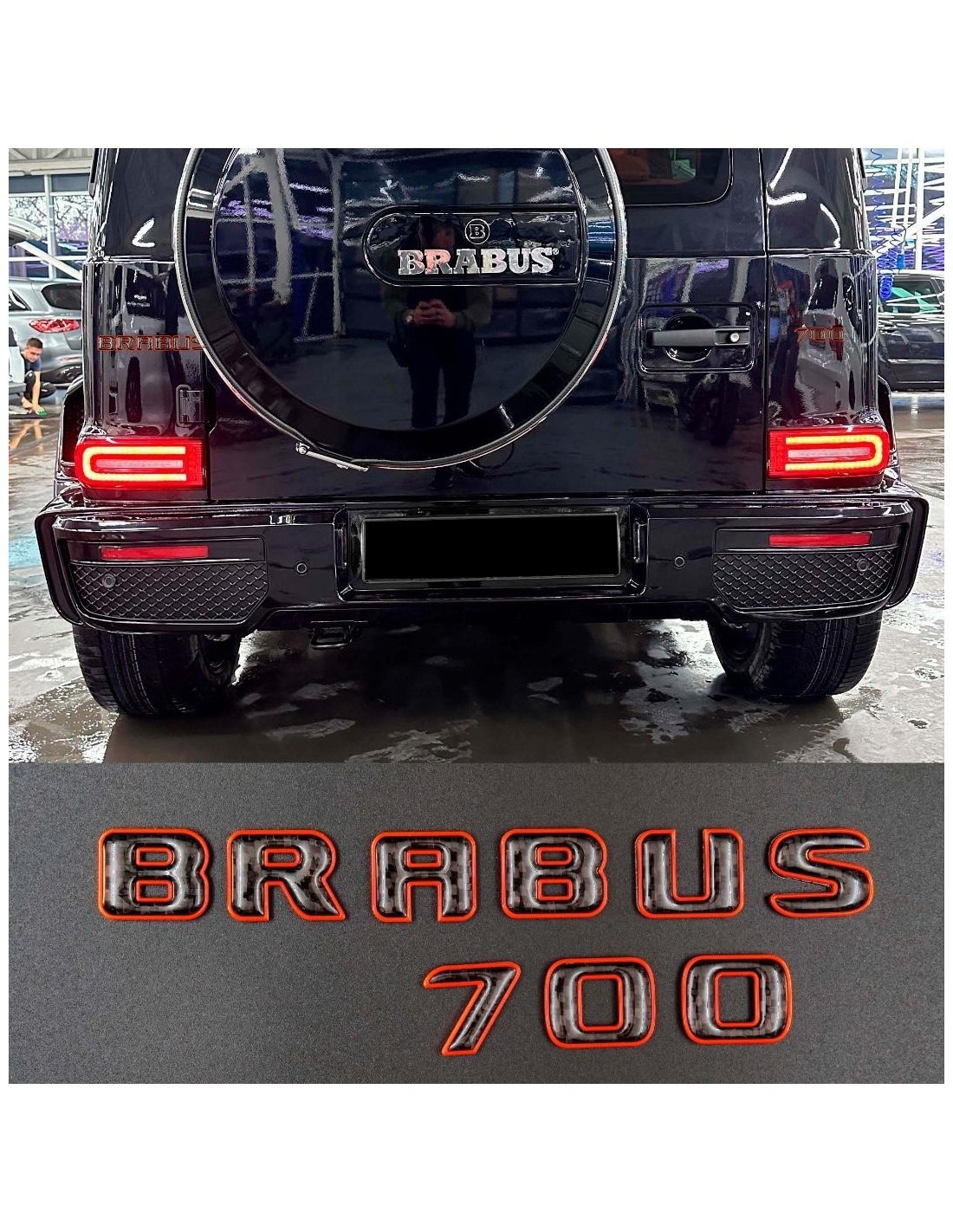 Brabus 700 orange avec emblème en carbone pour Mercedes-Benz W463A Mercedes Benz, Emblems, G Class W463A, Logos et emblèmes, G-C