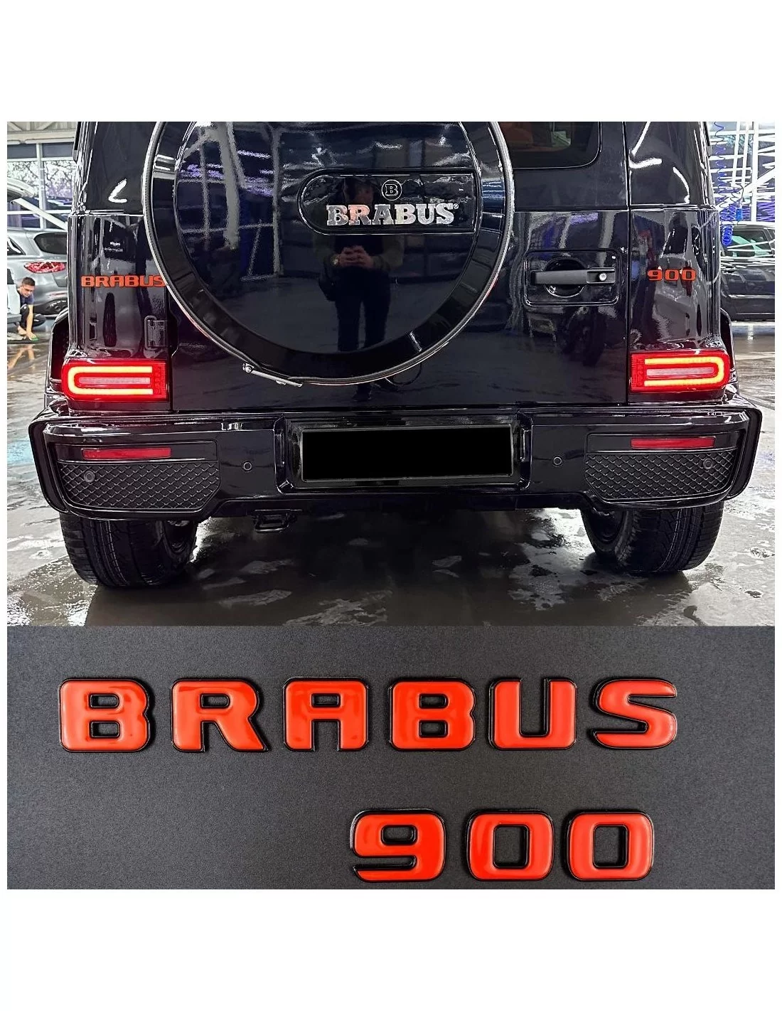  - Logos & Emblems - Brabus 900 emblema logotipo LARANJA metálico para Mercedes-Benz W463A W464 Classe G - 1 - Melhore o seu Mer