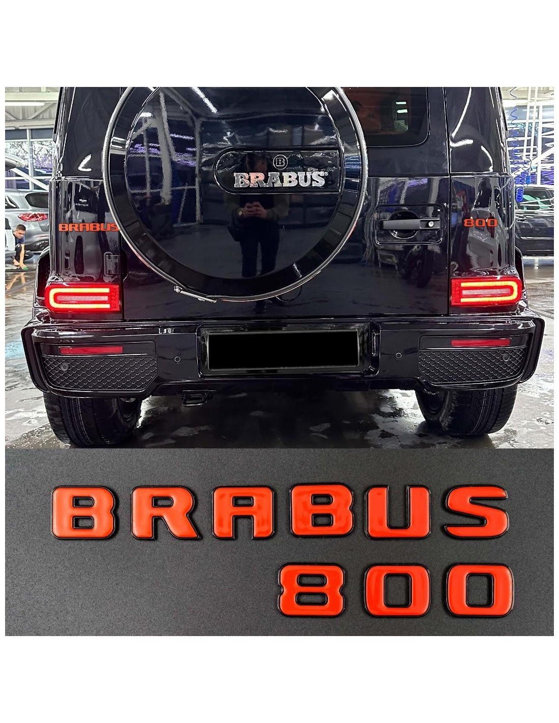  - logo & Emblems - Brabus 800 emblème logo ORANGE métallisé pour Mercedes-Benz W463A W464 Classe G - 1 - Améliorez votre Merced
