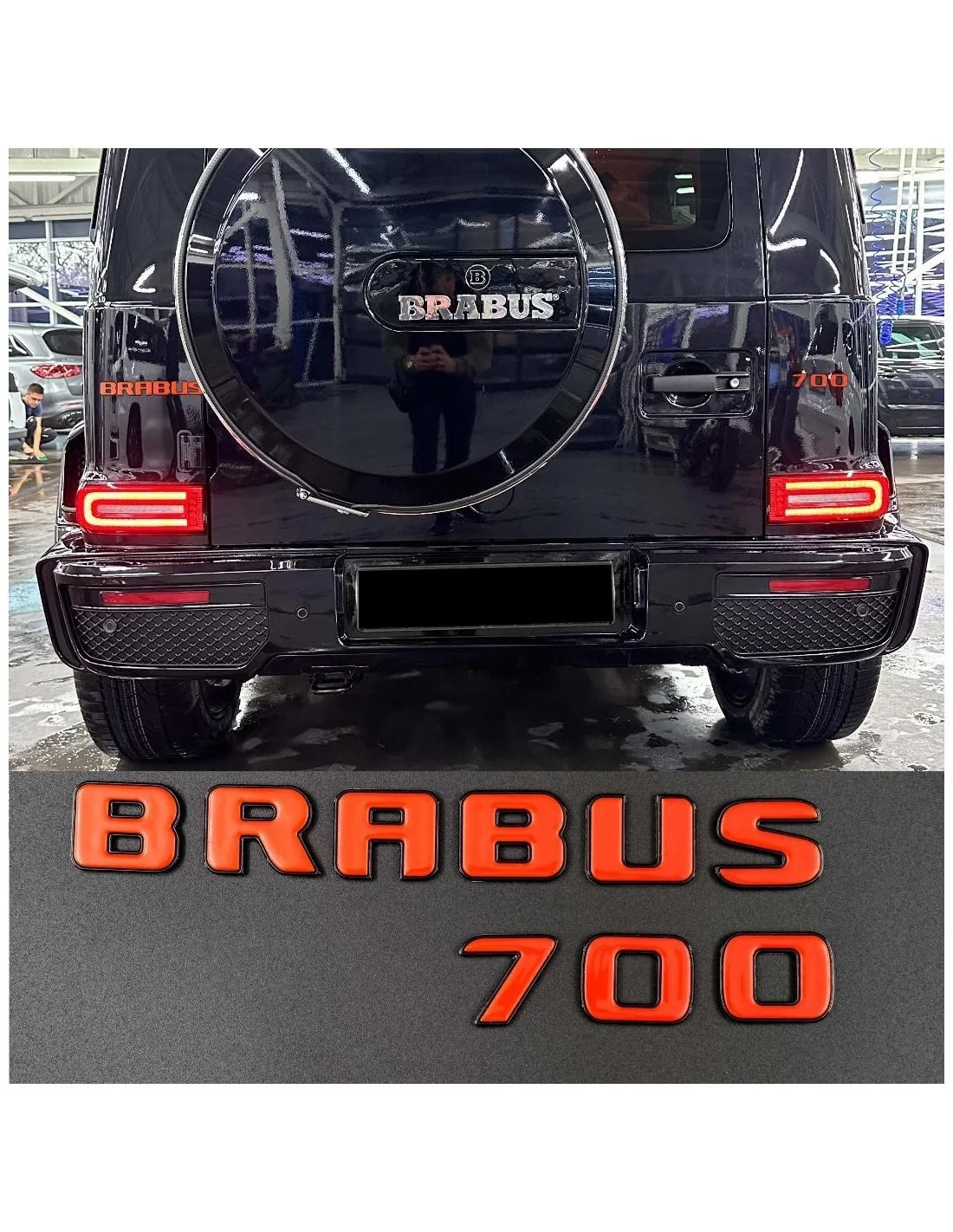  - logo & Emblems - Brabus 700 logo emblemat ORANGE metalik dla Mercedes-Benz W463A W464 G-Class - 1 - Wzbogać swój Mercedes-Ben