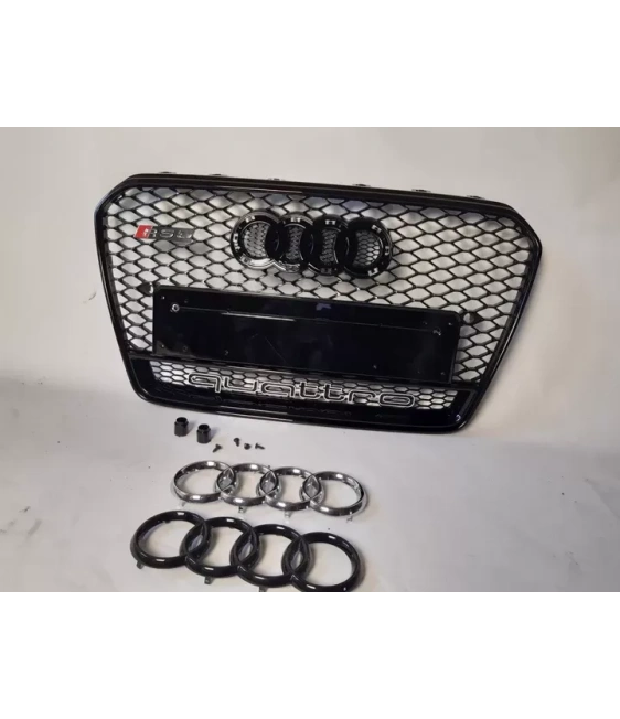 奥迪 A5 8T 2012-2015 RS5 黑色 Quattro 风格蜂窝状格栅 Audi, Audi A5 2011-2016 (8T) Audi